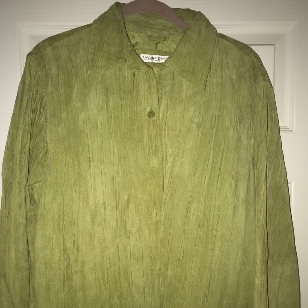 Lime Green Suede Boyfriend Shirt